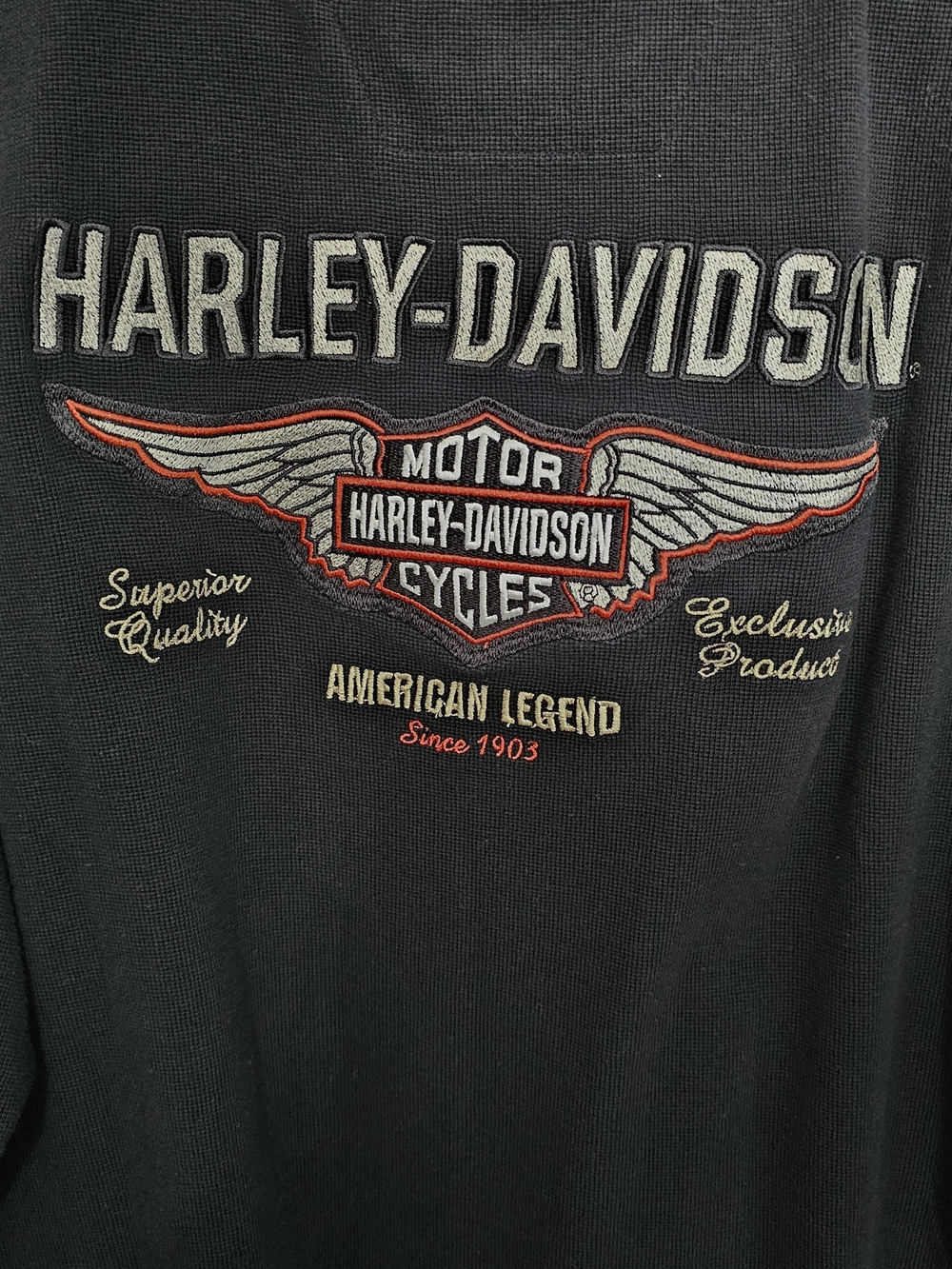 FINAL...Harley-Davidson Men’s Black Henley Long-Sleeve Shirt - Picture 7 of 8